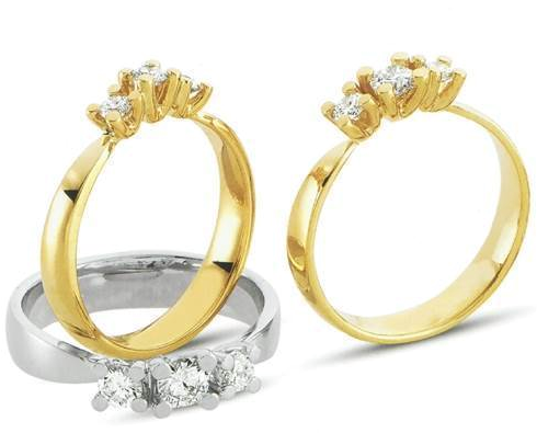 ”Meghan ringe”-, ”Trilogi ringe”- og ”Tre-diamants ringe” som den nye vielsesring